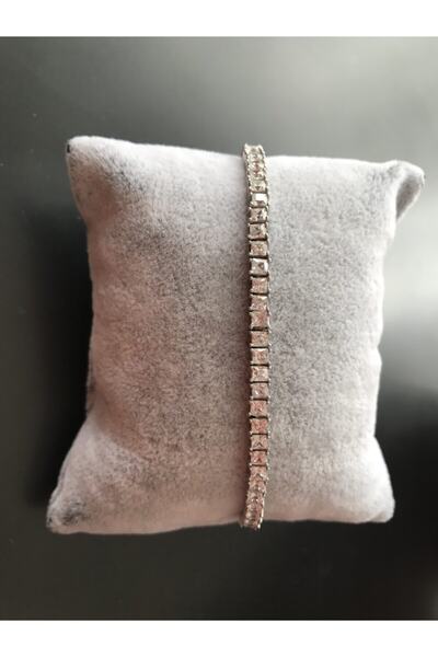 925Silver Kadın  Zirkon Kare Taşlı Bileklik 925 Ayar