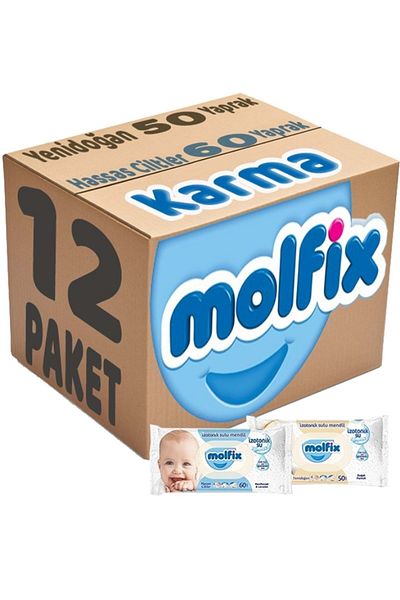 Molfix مناديل مبللة مختلطة متساوية التوتر مجموعة من 12 لحديثي الولادة