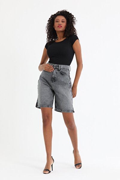 cracpot Kadın Siyah Slouchy Şort (kemer Dahil)