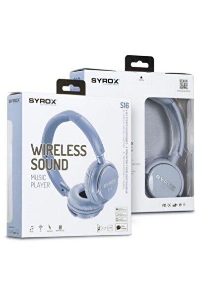 Syrox Kablosuz Bluetooth Kulaklık S16 Mavi