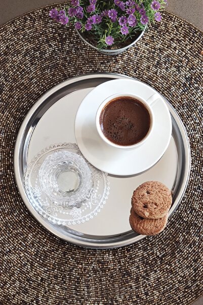 KHAKMA Steel Service Presentation Tray Coffee Tray 2 Pieces