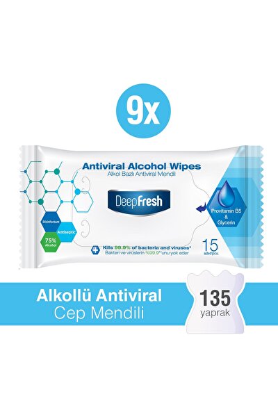 Deep Fresh Alcoholic Antiviral Wet Pocket Wipes 9 x 15 Sheets