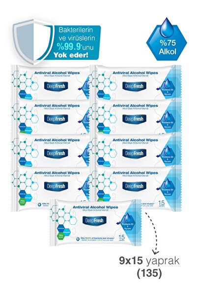 Deep Fresh Alkollü Antiviral Islak Cep Mendili 9 x 15 Yaprak