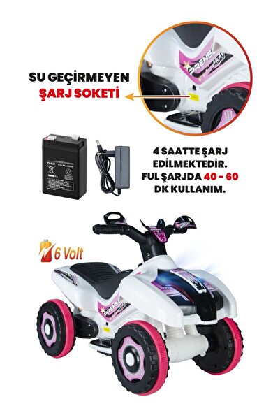 UJ Toys Müzikli Ve Led Işıklı Ranger Akülü Atv 6v-beyaz Prenses