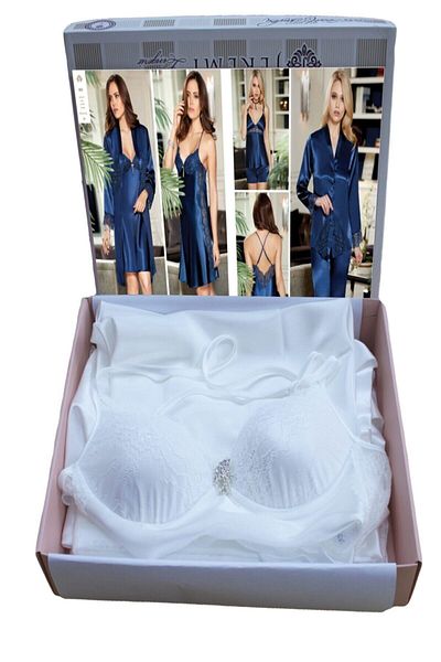 Jeremi Women's Cream Satin Nightgown Set 485