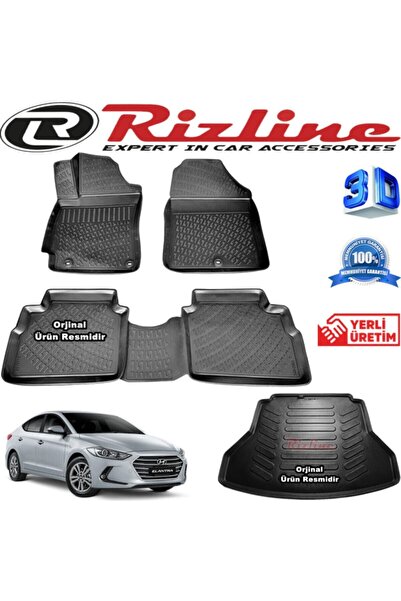 Rizline HYUNDAİ ELANTRA RİZLİNE 3D Paspas + RİZLİNE 3D Bagaj Havuzu 2016 Sonr...