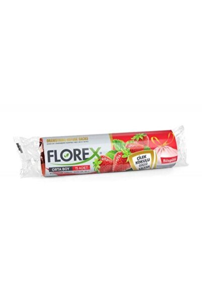 Florex Çilek Kokulu Büzgülü Orta Boy Çöp Torbası 55x60 25 Rulo 1 Koli