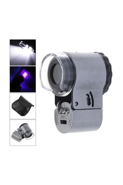 Suvawin 50X LED Beyaz UV Işıklı Mini Mikroskop Takı Mücevher Değerleme Büyüte...