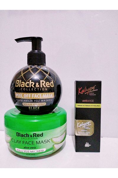 Black Red Blackred Clay Face Mask Aloe Vera 400g+peelable Black Mask 250 ml+ Calion Nail Peeling11ml