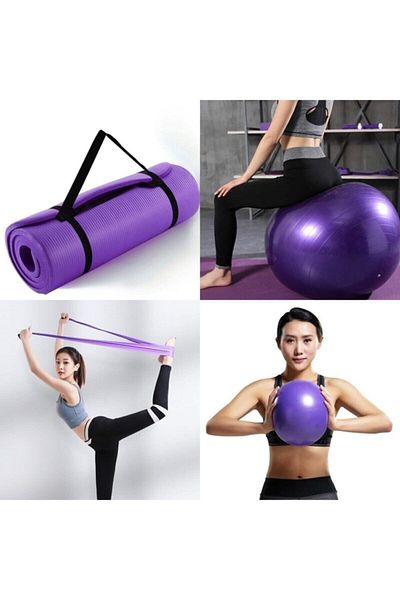 Povit 1cm Deluxe Cushioned Purple Pilates Set Sc0686