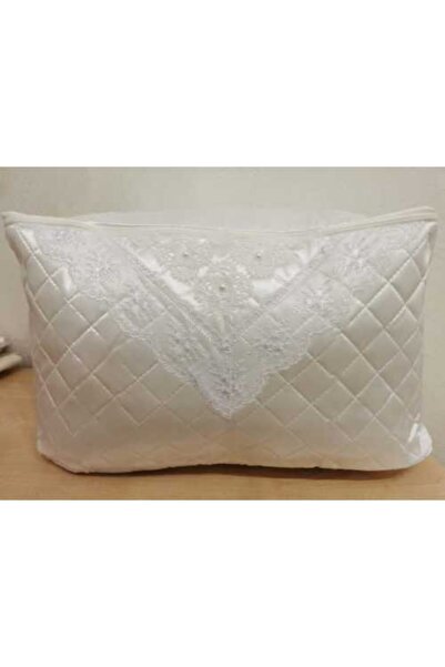 Işık Tekstil Kazak/havlu Hurcu Incili Saten Çeyizlik Krem Rengi 2 Adet 52x28x...