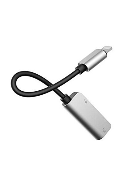 Saythink Apple Iphone Lightning 2in1 Aux 3.5 mm Kulaklık Dönüştürücü Şarj Girişli Adaptör Gümüş