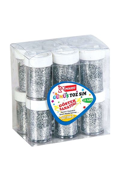 Mikro Gg-1208s Powder Glitter Silver 12 Pieces (1 Pack 12 Tubes) Bsp