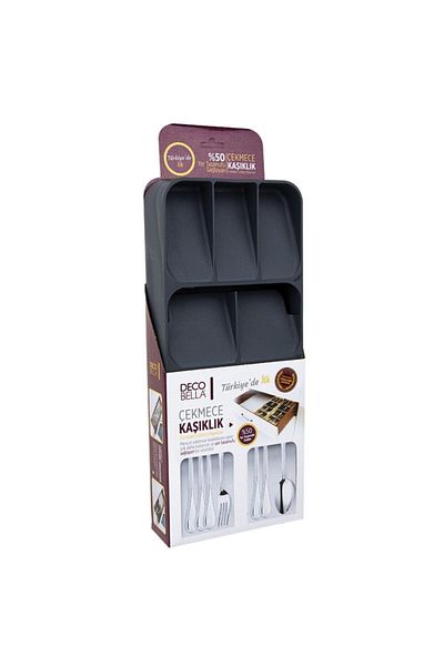 OMAK Smoke Colored 50% Space Saving 9 Compartment Design Licensed Spoon Holder Decobella