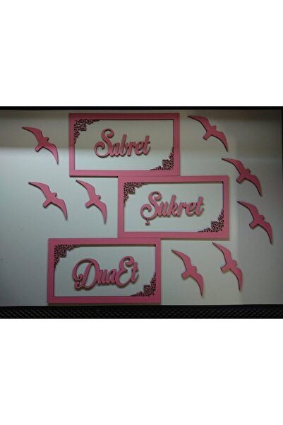 Lazerlimazerliişler Sabret Şükret Duaet 28x17 3 Lü Duvar Panosu (8 Ad. Kuşlu)...