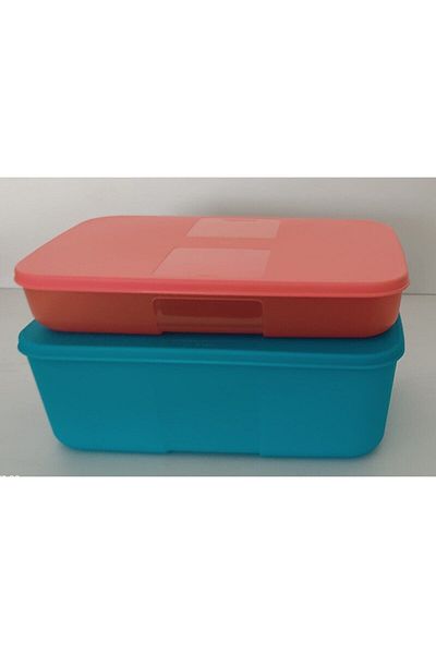 Tupperware طقم تخزين باللون الفيروزي الوردي مكون من قطعتين - Tup and Angel