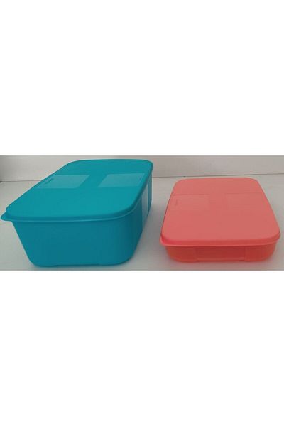 Tupperware طقم تخزين باللون الفيروزي الوردي مكون من قطعتين - Tup and Angel