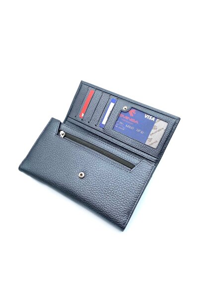 Eminsa Büyük Boy Gümüş Deri Kadın Cüzdanı