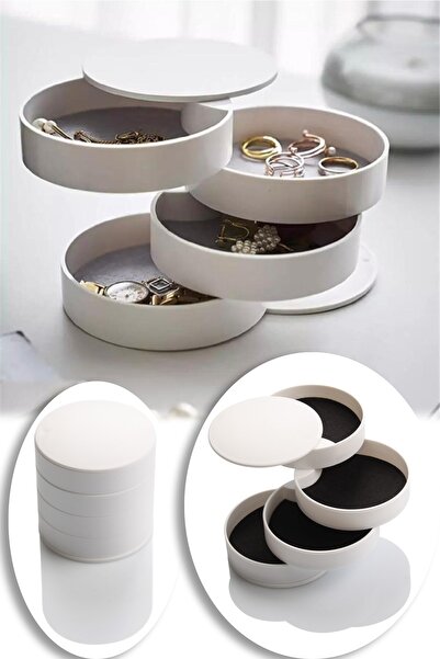 Pazarika 4 Tier Cylinder Jewelry Organizer - 360 Degree Rotatable Jewelry Rin...