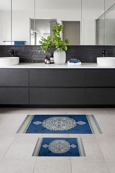 Alanur Home Set de toaletă digital pentru baie cu bază anti-alunecare Alanur Trend, 2 piese, albastru
