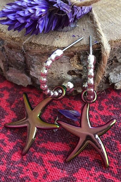 Leerybee Neon Yellow Green Fuchsia Blue Mixed Color Antiallergic Star Earrings