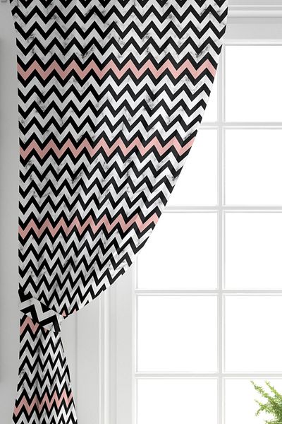 Realhomes Fundal de marmură cu o singură aripă, model geometric în zig-zag, imprimat digital, perdea de fundal