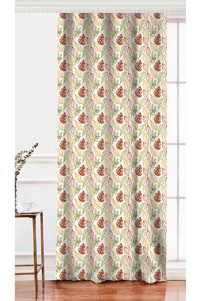 Realhomes Autumn Leaf Cone Patterned Digital Printed Background Curtain on Single Wing White Backdrop