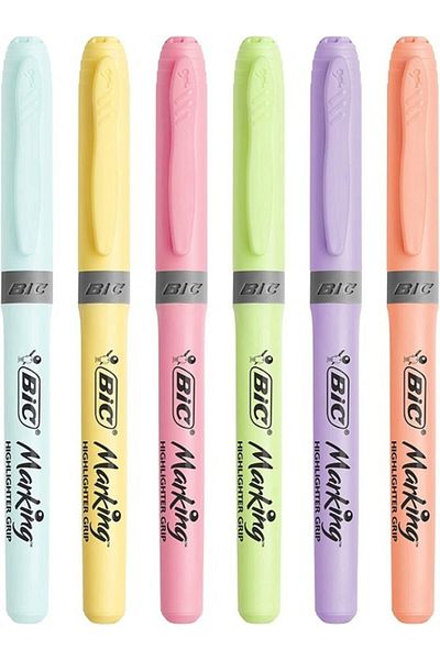 Bic Highlighter Brite Liner Grip Pastel 6 Pieces