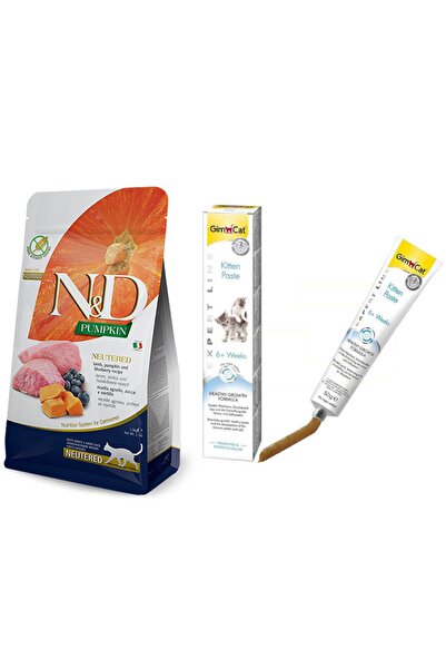 N&D Tahılsız Kısırlaştırılmış Kuzulu Kedi Maması 1,5 kg + Gimcat Kitten Paste...