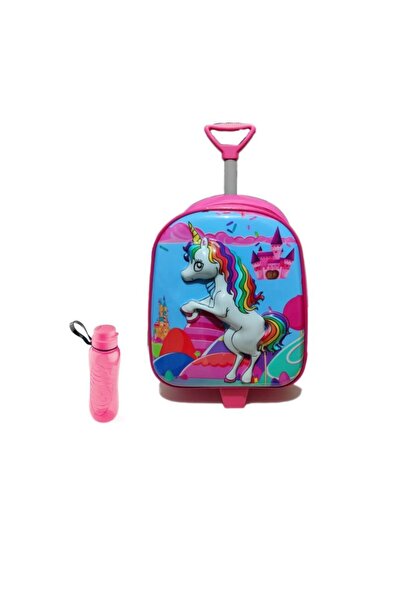 Mashotrend Çekçekli Kabartmalı Unicorn Baskılı Anaokulu Çantası + Suluk Hediyeli