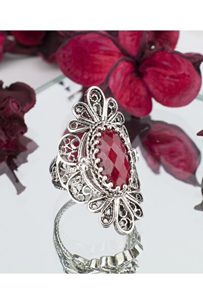 Filigran Silver 925 Ayar Gümüş Otantik El Işçiliği Telkari Doğal Ruby (OPAK Y...