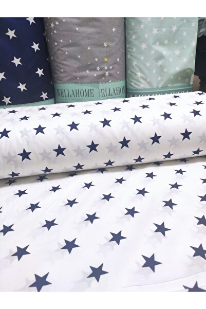 Wella Home Navy Blue Stars Poplin / Akfil Fabric 240 Εξαιρετικό οργανικό βαμβάκι