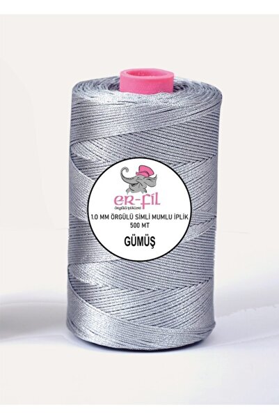 ERFİL İPLİK Gümüş Simli Mumlu İp 1.0 mm 500 mt