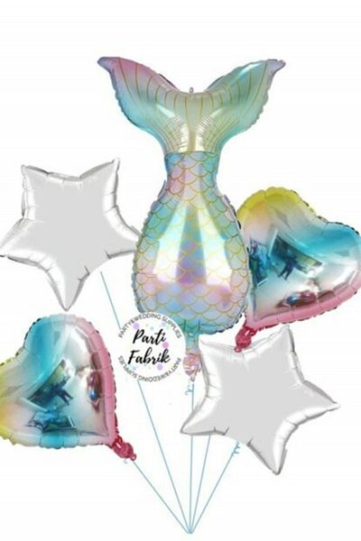 Happyland 5 Pieces Foil Balloon Mermaid Tail Set