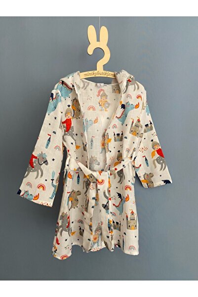 Miniko Butik Şövalyeli Müslin Çocuk Bornozu