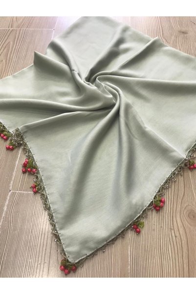 ALLURİNG THE BETTER ONE Water Green Hand Embroidered Cherry Embroidered Beade...