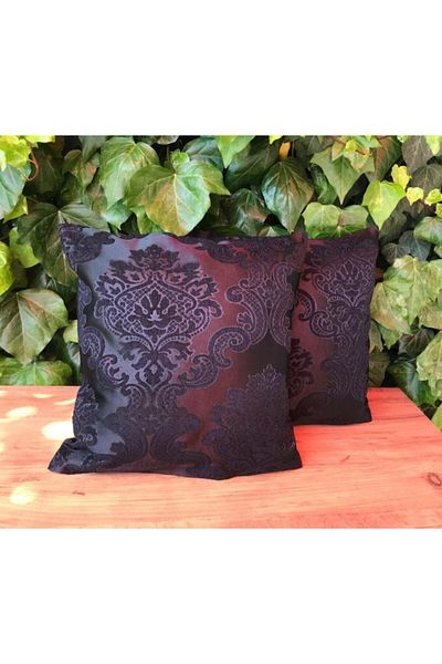 Çeyiz Bahçesi Set de 2 perne decorative din chenille negre