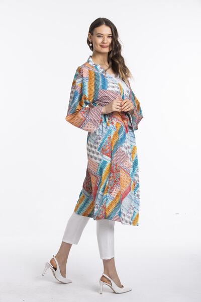 Pitti Turquoise Patterned Kimono 60350