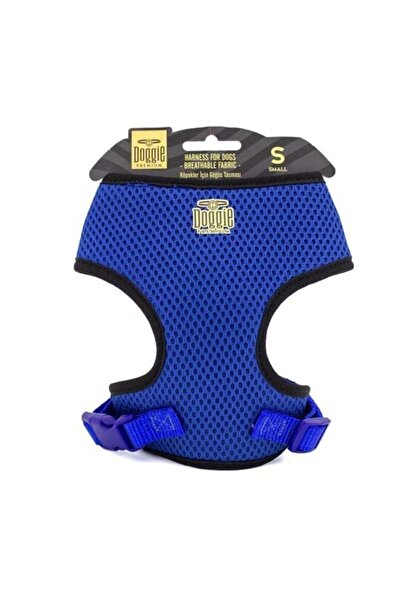 Doggie Havalı Dokuma Küçük Irk Köpek Göğüs Tasması Small Mavi 1,5x25-35 Cm
