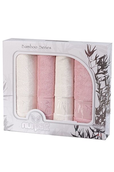 Nurpak 4 Parça Bambu Hamam Seti (havlu Takımı) Pembe Krem