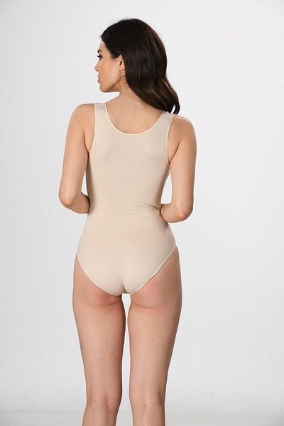 Miss Fit 1905 Women's Skin Seamless Thick Strap Bodice with Snap Fasteners Body Ribbed Knitted Seamless