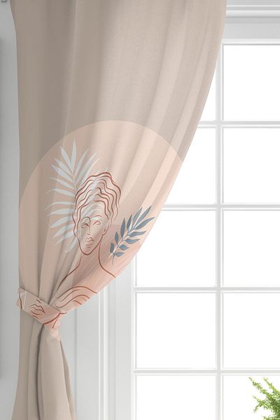Realhomes Antique Patterned Digital Printed Background Curtain on Double Wing Pastel Backdrop