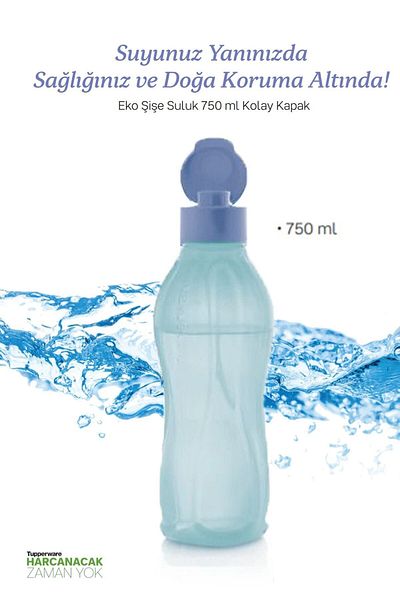 Tupperware 750ml Blue Eco Bottle Water Bottle - Smart Lid