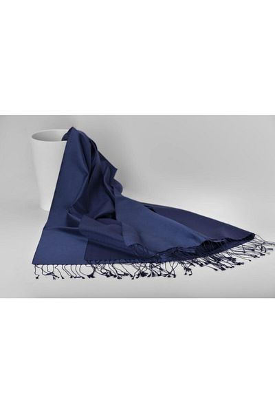 ARMANDA Navy Blue 100% Silk Shawl
