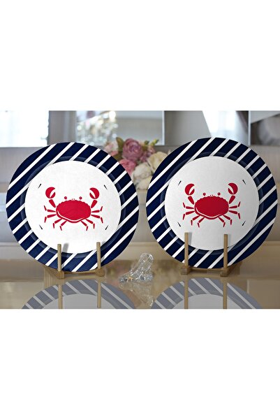 Realhomes 2'li Beyaz Zeminli Renkli Yengeç Desenli Dijital Baskılı Modern Yuv...