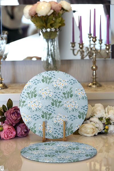 Realhomes 2 bucăți colorat Onedraw desen cu model floral imprimat digital cuib modern pe podeaSupla și placemat