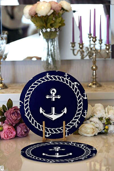 Realhomes طقم مكون من قطعتين ملون بنمط مرساة مطبوع رقميًا وقاعدة مستديرة حديثة