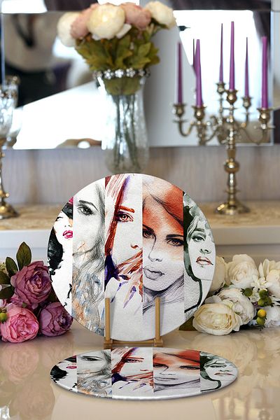 Realhomes Μοντέρνο στρογγυλό ταψί & σουπλά 2 τεμαχίων Fashion Women's Digital Printed