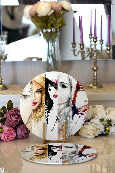 Realhomes Μοντέρνο στρογγυλό ταψί & σουπλά 2 τεμαχίων Fashion Women's Digital Printed