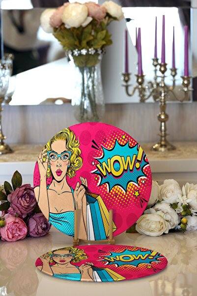 Realhomes Set od 2 roze pop art tanjira i podmetača modernog dizajna